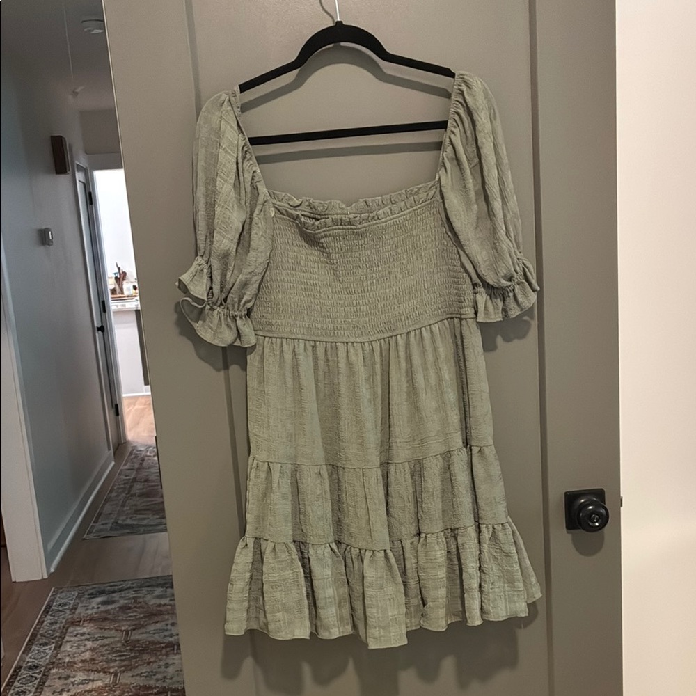Altar'd State Asymmetrical Dress in Olive Green